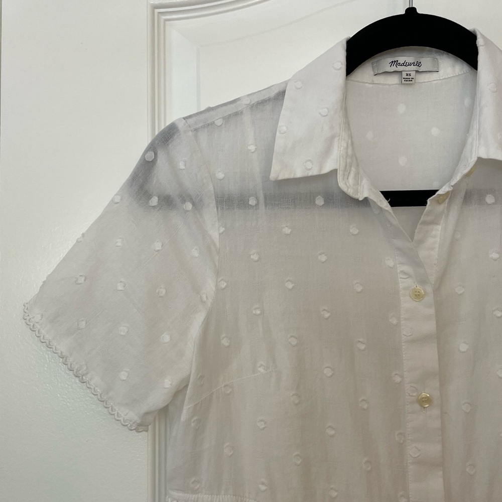 Madewell Button-Front Midi Dress White XS